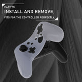 PlayVital Samurai Edition Ergonomic Silicone Skin Protective Case for Nintendo Switch Pro Controller, Soft Anti-slip Controller Grip Protector for Nintendo Switch Pro with Thumb Grip Caps - Clear White - EBNPP008