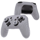 PlayVital Samurai Edition Ergonomic Silicone Skin Protective Case for Nintendo Switch Pro Controller, Soft Anti-slip Controller Grip Protector for Nintendo Switch Pro with Thumb Grip Caps - Clear White - EBNPP008