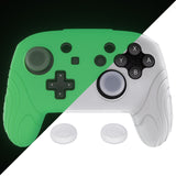 PlayVital Samurai Edition Ergonomic Silicone Skin Protective Case for Nintendo Switch Pro Controller, Soft Anti-slip Controller Grip Protector for Nintendo Switch Pro with Thumb Grip Caps - Glow in Dark - Green - EBNPP007