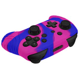PlayVital Samurai Edition Ergonomic Silicone Skin Protective Case for Nintendo Switch Pro Controller, Soft Anti-slip Controller Grip Protector for Nintendo Switch Pro with Thumb Grip Caps - Pink & Purple & Blue - EBNPP013