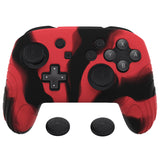 PlayVital Samurai Edition Ergonomic Silicone Skin Protective Case for Nintendo Switch Pro Controller, Soft Anti-slip Controller Grip Protector for Nintendo Switch Pro with Thumb Grip Caps - Black & Red - EBNPP012