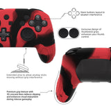 PlayVital Samurai Edition Ergonomic Silicone Skin Protective Case for Nintendo Switch Pro Controller, Soft Anti-slip Controller Grip Protector for Nintendo Switch Pro with Thumb Grip Caps - Black & Red - EBNPP012