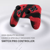 PlayVital Samurai Edition Ergonomic Silicone Skin Protective Case for Nintendo Switch Pro Controller, Soft Anti-slip Controller Grip Protector for Nintendo Switch Pro with Thumb Grip Caps - Black & Red - EBNPP012