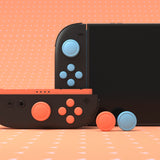 PlayVital Silicone Button Covers and Thumb Grip Set for Nintendo Switch 2, 2 ABXY Directional Button Caps & 2 Joystick Caps for Joycon 2 - Blue & Orange - WWYNTM048