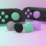 PlayVital Silicone Button Covers and Thumb Grip Set for Nintendo Switch 2, 8 Colorful ABXY Directional Button Caps & 8 Joystick Caps for Joycon 2 - Soft Violet & Mint Green & Black & Gray - WWYNTM076