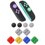 PlayVital Silicone Button Covers and Thumb Grip Set for Nintendo Switch 2, 8 Colorful ABXY Directional Button Caps & 8 Joystick Caps for Joycon 2 - Soft Violet & Mint Green & Black & Gray - WWYNTM076