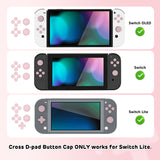 PlayVital Silicone Button Covers and Thumb Grip Set for Nintendo Switch/OLED Joycon/Switch Lite, ABXY Directional Key Button Caps for Nintendo Switch/OLED/Lite with Switch Lite D-Pad Button Cap - Pink - NJM3001