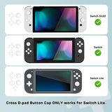 PlayVital Silicone Button Covers and Thumb Grip Set for Nintendo Switch/OLED Joycon/Switch Lite, ABXY Directional Key Button Caps for Nintendo Switch/OLED/Lite with Switch Lite D-Pad Button Cap - White - NJM3004