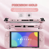 PlayVital Solid Color Series Protective Case for Nintendo Switch 2, Anti-Scratches Hard Shell Dockable Grip Cover with Extra Foldable Stand & Thumb Grips for Nintendo Switch 2  - Cherry Blossoms Pink - AXKNTM004