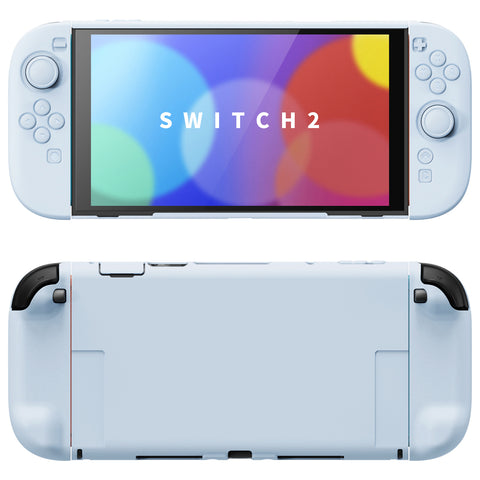 PlayVital Solid Color Series Protective Case for Nintendo Switch 2, Anti-Scratches Hard Shell Dockable Grip Cover with Extra Foldable Stand & Thumb Grips for Nintendo Switch 2  - Heaven Blue - AXKNTM009