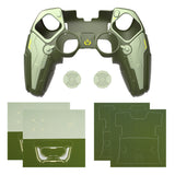 PlayVital Stellar Mecha Silicone Cover Skin for ps5 Edge Controller, Anti-slip Grip Protector for ps5 Edge Controller with Joystick Cap & Sticker - Army Green & Sage Green - JYEEGP004