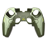 PlayVital Stellar Mecha Silicone Cover Skin for ps5 Edge Controller, Anti-slip Grip Protector for ps5 Edge Controller with Joystick Cap & Sticker - Army Green & Sage Green - JYEEGP004