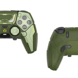 PlayVital Stellar Mecha Silicone Cover Skin for ps5 Edge Controller, Anti-slip Grip Protector for ps5 Edge Controller with Joystick Cap & Sticker - Army Green & Sage Green - JYEEGP004