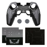 PlayVital Stellar Mecha Silicone Cover Skin for ps5 Edge Controller, Anti-slip Grip Protector for ps5 Edge Controller with Joystick Cap & Sticker - Black & Gunmetal Gray - JYEEGP001