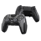 PlayVital Stellar Mecha Silicone Cover Skin for ps5 Edge Controller, Anti-slip Grip Protector for ps5 Edge Controller with Joystick Cap & Sticker - Black & Gunmetal Gray - JYEEGP001