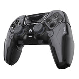 PlayVital Stellar Mecha Silicone Cover Skin for ps5 Edge Controller, Anti-slip Grip Protector for ps5 Edge Controller with Joystick Cap & Sticker - Black & Gunmetal Gray - JYEEGP001