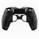 PlayVital Stellar Mecha Silicone Cover Skin for ps5 Edge Controller, Anti-slip Grip Protector for ps5 Edge Controller with Joystick Cap & Sticker - Black & Gunmetal Gray - JYEEGP001