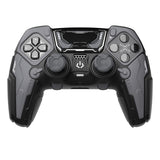 PlayVital Stellar Mecha Silicone Cover Skin for ps5 Edge Controller, Anti-slip Grip Protector for ps5 Edge Controller with Joystick Cap & Sticker - Black & Gunmetal Gray - JYEEGP001