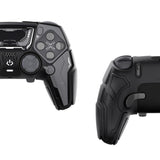 PlayVital Stellar Mecha Silicone Cover Skin for ps5 Edge Controller, Anti-slip Grip Protector for ps5 Edge Controller with Joystick Cap & Sticker - Black & Gunmetal Gray - JYEEGP001