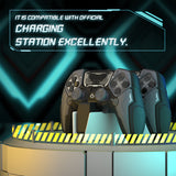 PlayVital Stellar Mecha Silicone Cover Skin for ps5 Edge Controller, Anti-slip Grip Protector for ps5 Edge Controller with Joystick Cap & Sticker - Black & Gunmetal Gray - JYEEGP001