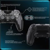 PlayVital Stellar Mecha Silicone Cover Skin for ps5 Edge Controller, Anti-slip Grip Protector for ps5 Edge Controller with Joystick Cap & Sticker - Black & Gunmetal Gray - JYEEGP001