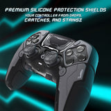 PlayVital Stellar Mecha Silicone Cover Skin for ps5 Edge Controller, Anti-slip Grip Protector for ps5 Edge Controller with Joystick Cap & Sticker - Black & Gunmetal Gray - JYEEGP001
