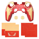 PlayVital Stellar Mecha Silicone Cover Skin for ps5 Edge Controller, Anti-slip Grip Protector for ps5 Edge Controller with Joystick Cap & Sticker - Crimson Red & Iron Yellow - JYEEGP003