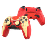 PlayVital Stellar Mecha Silicone Cover Skin for ps5 Edge Controller, Anti-slip Grip Protector for ps5 Edge Controller with Joystick Cap & Sticker - Crimson Red & Iron Yellow - JYEEGP003
