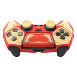 PlayVital Stellar Mecha Silicone Cover Skin for ps5 Edge Controller, Anti-slip Grip Protector for ps5 Edge Controller with Joystick Cap & Sticker - Crimson Red & Iron Yellow - JYEEGP003