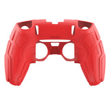 PlayVital Stellar Mecha Silicone Cover Skin for ps5 Edge Controller, Anti-slip Grip Protector for ps5 Edge Controller with Joystick Cap & Sticker - Crimson Red & Iron Yellow - JYEEGP003