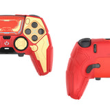 PlayVital Stellar Mecha Silicone Cover Skin for ps5 Edge Controller, Anti-slip Grip Protector for ps5 Edge Controller with Joystick Cap & Sticker - Crimson Red & Iron Yellow - JYEEGP003