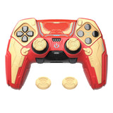 PlayVital Stellar Mecha Silicone Cover Skin for ps5 Edge Controller, Anti-slip Grip Protector for ps5 Edge Controller with Joystick Cap & Sticker - Crimson Red & Iron Yellow - JYEEGP003