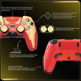 PlayVital Stellar Mecha Silicone Cover Skin for ps5 Edge Controller, Anti-slip Grip Protector for ps5 Edge Controller with Joystick Cap & Sticker - Crimson Red & Iron Yellow - JYEEGP003