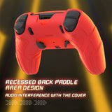 PlayVital Stellar Mecha Silicone Cover Skin for ps5 Edge Controller, Anti-slip Grip Protector for ps5 Edge Controller with Joystick Cap & Sticker - Crimson Red & Iron Yellow - JYEEGP003