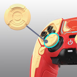 PlayVital Stellar Mecha Silicone Cover Skin for ps5 Edge Controller, Anti-slip Grip Protector for ps5 Edge Controller with Joystick Cap & Sticker - Crimson Red & Iron Yellow - JYEEGP003