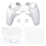 PlayVital Stellar Mecha Silicone Cover Skin for ps5 Edge Controller, Anti-slip Grip Protector for ps5 Edge Controller with Joystick Cap & Sticker - White & Frost Gray - JYEEGP002
