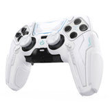 PlayVital Stellar Mecha Silicone Cover Skin for ps5 Edge Controller, Anti-slip Grip Protector for ps5 Edge Controller with Joystick Cap & Sticker - White & Frost Gray - JYEEGP002