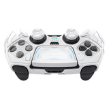 PlayVital Stellar Mecha Silicone Cover Skin for ps5 Edge Controller, Anti-slip Grip Protector for ps5 Edge Controller with Joystick Cap & Sticker - White & Frost Gray - JYEEGP002