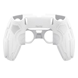 PlayVital Stellar Mecha Silicone Cover Skin for ps5 Edge Controller, Anti-slip Grip Protector for ps5 Edge Controller with Joystick Cap & Sticker - White & Frost Gray - JYEEGP002