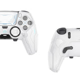 PlayVital Stellar Mecha Silicone Cover Skin for ps5 Edge Controller, Anti-slip Grip Protector for ps5 Edge Controller with Joystick Cap & Sticker - White & Frost Gray - JYEEGP002