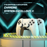 PlayVital Stellar Mecha Silicone Cover Skin for ps5 Edge Controller, Anti-slip Grip Protector for ps5 Edge Controller with Joystick Cap & Sticker - White & Frost Gray - JYEEGP002