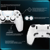 PlayVital Stellar Mecha Silicone Cover Skin for ps5 Edge Controller, Anti-slip Grip Protector for ps5 Edge Controller with Joystick Cap & Sticker - White & Frost Gray - JYEEGP002