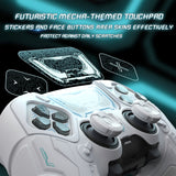 PlayVital Stellar Mecha Silicone Cover Skin for ps5 Edge Controller, Anti-slip Grip Protector for ps5 Edge Controller with Joystick Cap & Sticker - White & Frost Gray - JYEEGP002