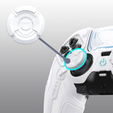 PlayVital Stellar Mecha Silicone Cover Skin for ps5 Edge Controller, Anti-slip Grip Protector for ps5 Edge Controller with Joystick Cap & Sticker - White & Frost Gray - JYEEGP002