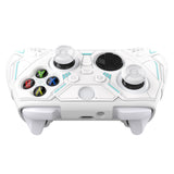 PlayVital Stellar Mecha Silicone Cover Skin for Xbox Series X/S Controller, Anti-slip Grip Protector with Thumb Grips & Sticker for Xbox Core Wireless Controller - White & Frost Gray - SAXX3P002