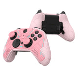 PlayVital Stellar Mecha Silicone Cover Skin for Xbox Elite Series 2 & Elite Series 2 Core, Non-Slip Grip Protector for Xbox Elite 2 with Thumb Grips & Stickers - Peach Pink & Blossom Pink - HQWE2P005