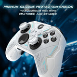 PlayVital Stellar Mecha Silicone Cover Skin for Xbox Elite Series 2 & Elite Series 2 Core, Non-Slip Grip Protector for Xbox Elite 2 with Thumb Grips & Stickers - Warm White & Snow White - HQWE2P002