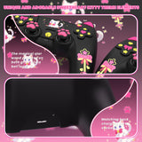 PlayVital Sweetheart Kitty Silicone Cover for ps5 Controller with 6 Joystick Caps and 6 Sticker, Soft Anti-Slip Full Protection Grip Skin Compatible with ps5 Charging Dock - Black - LRRPFP003