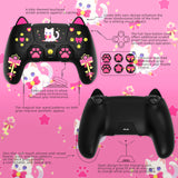 PlayVital Sweetheart Kitty Silicone Cover for ps5 Controller with 6 Joystick Caps and 6 Sticker, Soft Anti-Slip Full Protection Grip Skin Compatible with ps5 Charging Dock - Black - LRRPFP003