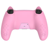 PlayVital Sweetheart Kitty Silicone Cover for ps5 Controller with 6 Joystick Caps and 6 Sticker, Soft Anti-Slip Full Protection Grip Skin Compatible with ps5 Charging Dock - Pink - LRRPFP001